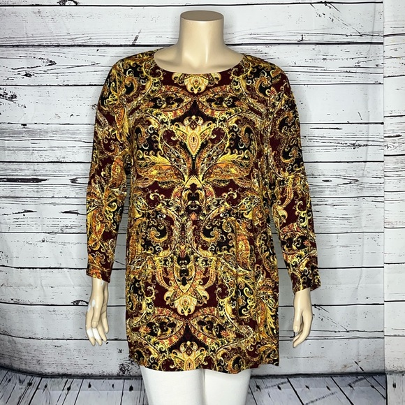 J. Jill Tops - J. Jill Size XL Paisley Print Ruffle Waistline Tunic Blouse Top